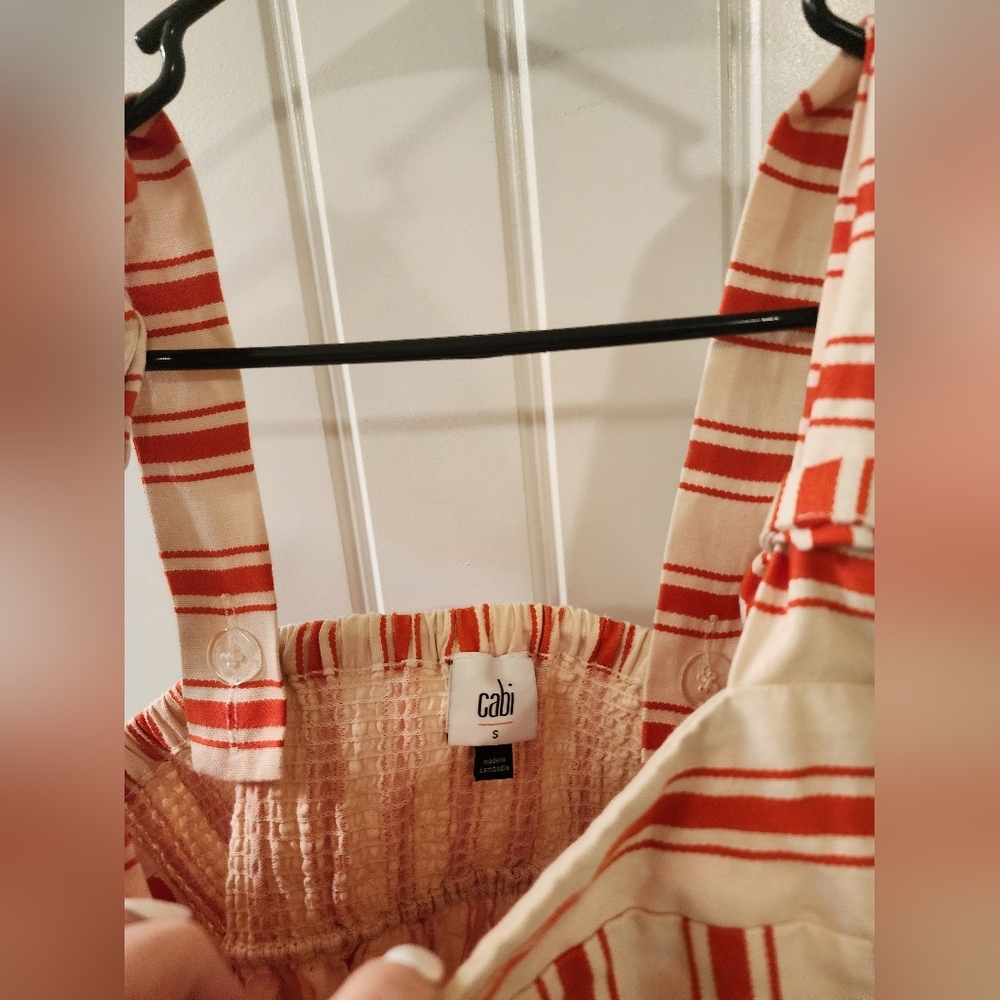 Cabi Orange & White Striped Tie Strap Top Size Small - Picture 3 of 4